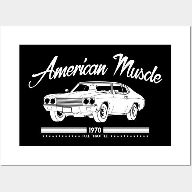 American Muscle Car 1970 Full Throttle Wall Art by Drumsartco